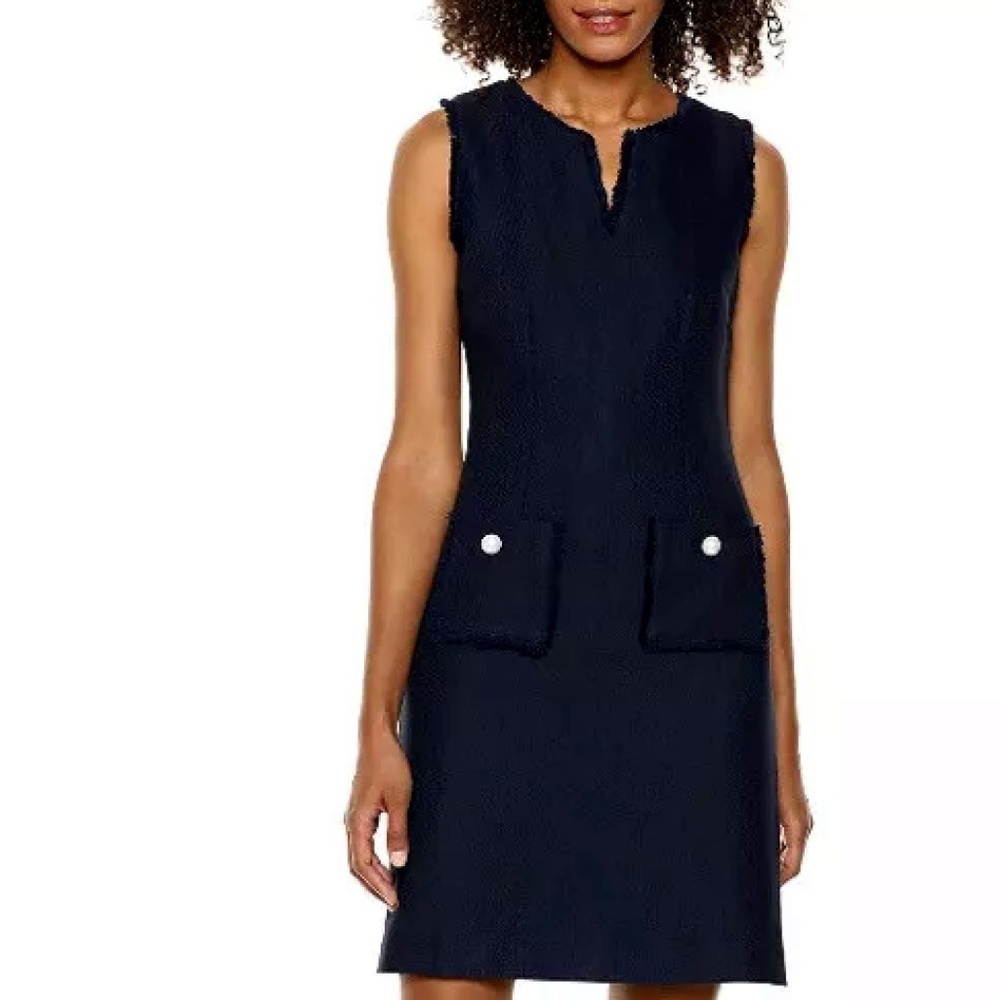 EUC Karl Lagerfeld Paris Black Tweed Shift Dress Pencil Career Size 10